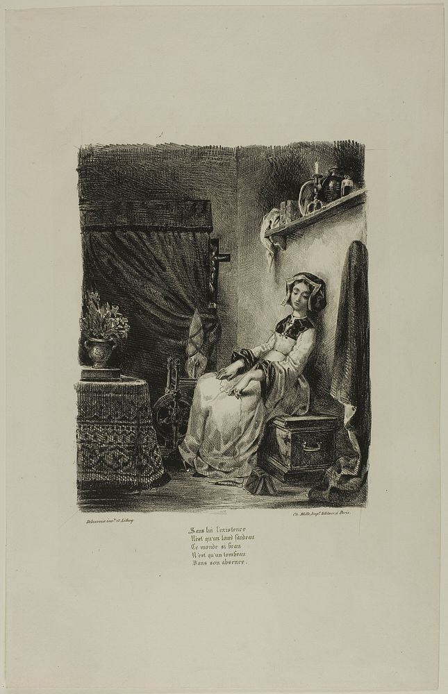 Marguerite at the Spinning Wheel, from Faust by Eugène Delacroix