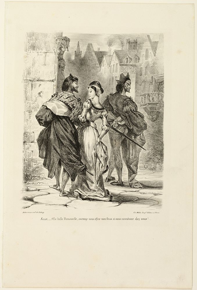 Faust Trying to Seduce Marguerite, from Faust by Eugène Delacroix