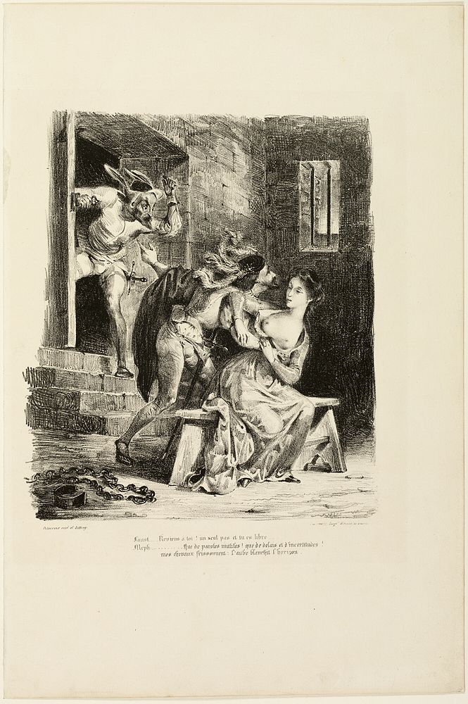 Faust in Marguerite's Prison Cell, from Faust by Eugène Delacroix