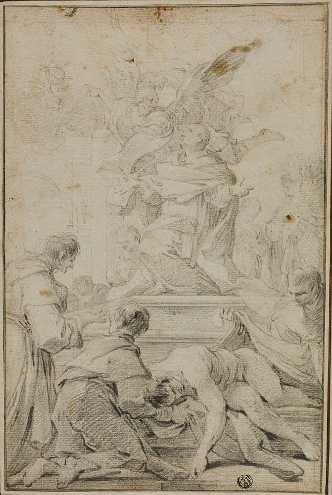San Carlo Borraomeo Interceding for Plague Victims by Style of Sebastiano Conca