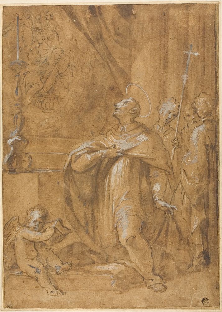 San Carlo Borromeo Adoring an Image of the Birth of the Virgin by Sigismondo Caula