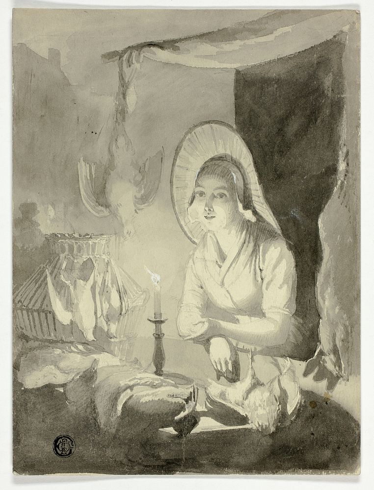 Woman Dressing Fowl by Unknown artist