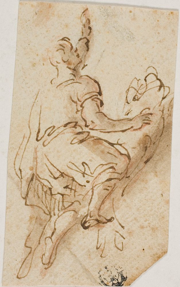 Man Mounting Lion by Salvator Rosa