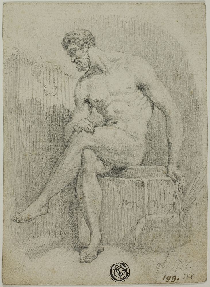 Seated Male Nude (from statue) by Unknown