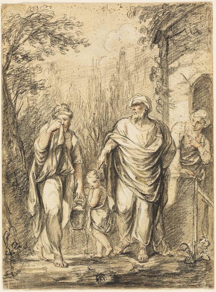 Abraham Casting out Hagar and Ishmael by Jean Pierre Antoine Tassaert