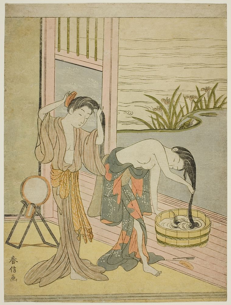 Two Women Washing Their Hair by Suzuki Harunobu