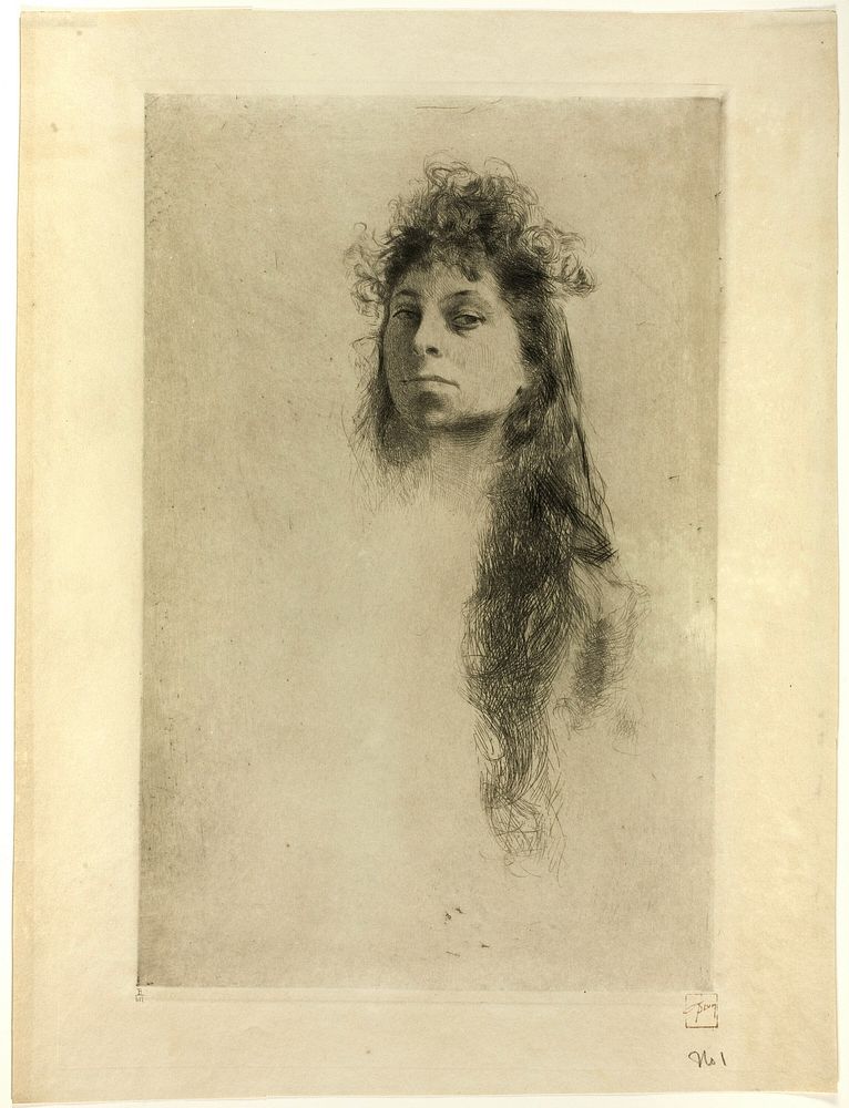 Head of a Woman with Long Hair by Robert Frederick Blum