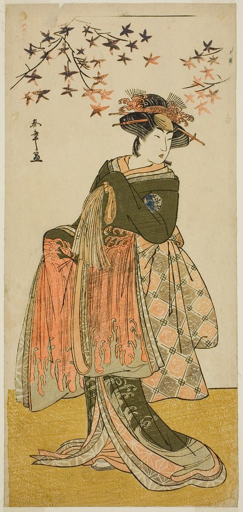 The Actor Nakayama Tomisaburo I as the Geisha Yukino (or Oyuki?) in the Play Kabuki no Hana Bandai Soga, Performed at the…