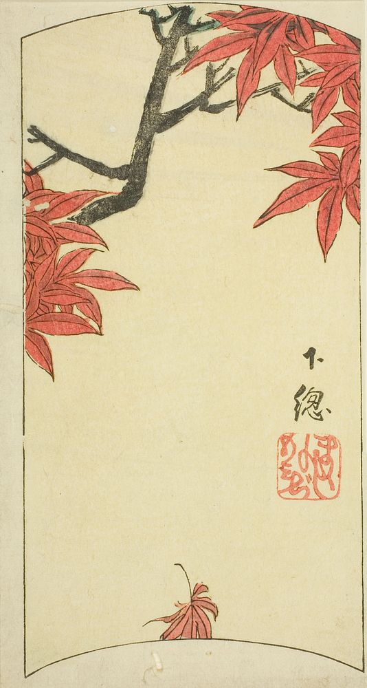 Maple Leaves in Shimosa Province (Shimosa, momiji), section of sheet no. 7 from the series "Cutout Pictures of the Provinces…