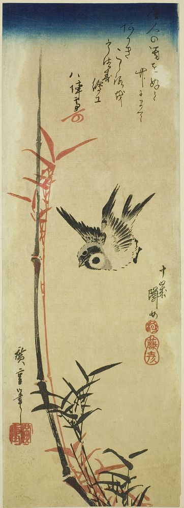 Sparrow and bamboo by Utagawa Hiroshige