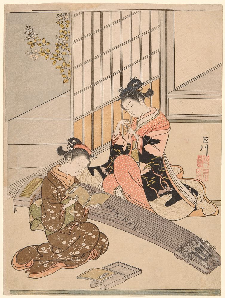 Descending Geese of the Koto Bridges (Kotoji no rakugan), from the series "Eight Views of the Parlor (Zashiki hakkei)" by…