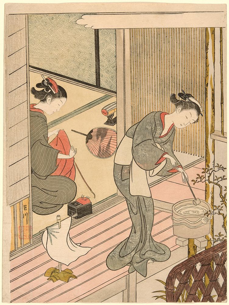 Returning Sails of the Towel Rack (Tenugui-kake no kihan), from the series "Eight Views of the Parlor (Zashiki hakkei)" by…