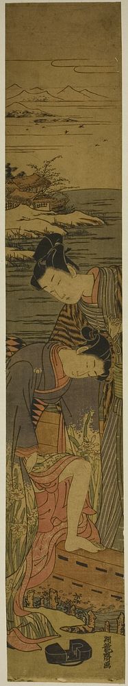 Young Woman Drops her Geta as She Boards a Boat by Isoda Koryusai