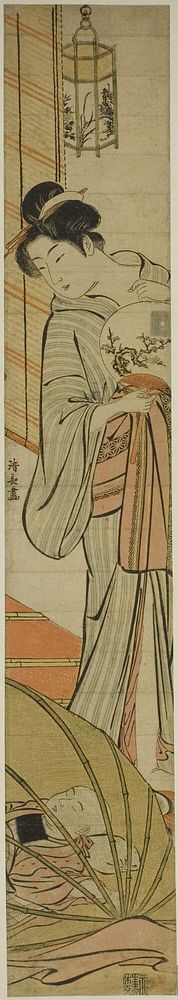 Mother Watching her Son Sleeping under a Mosquito Net by Torii Kiyonaga