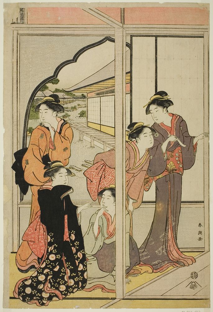 Women in a Mansion by Katsukawa Shunchô