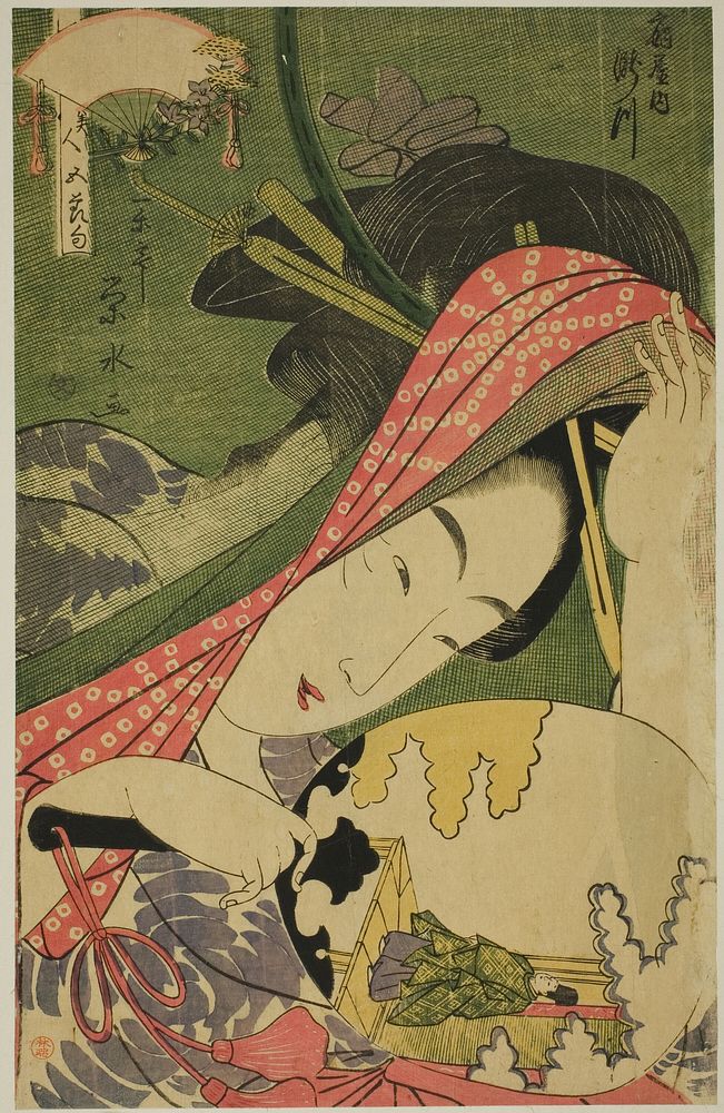 The Courtesan Takigawa of the Ogiya, from the series "Beauties of the Five Festivals (Bijin gosekku)" by Ichirakutei Eisui