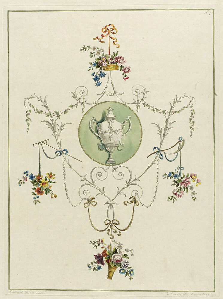 Decorative Floral Print, from A Collection of Flowers Drawn after Nature by John Edwards