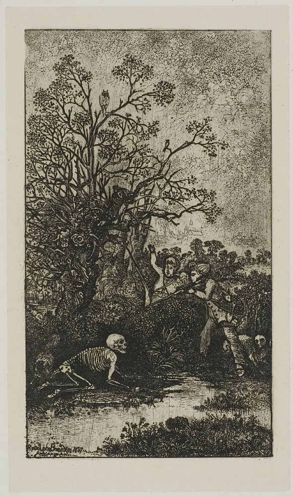 Hunters Surprised by Death by Rodolphe Bresdin