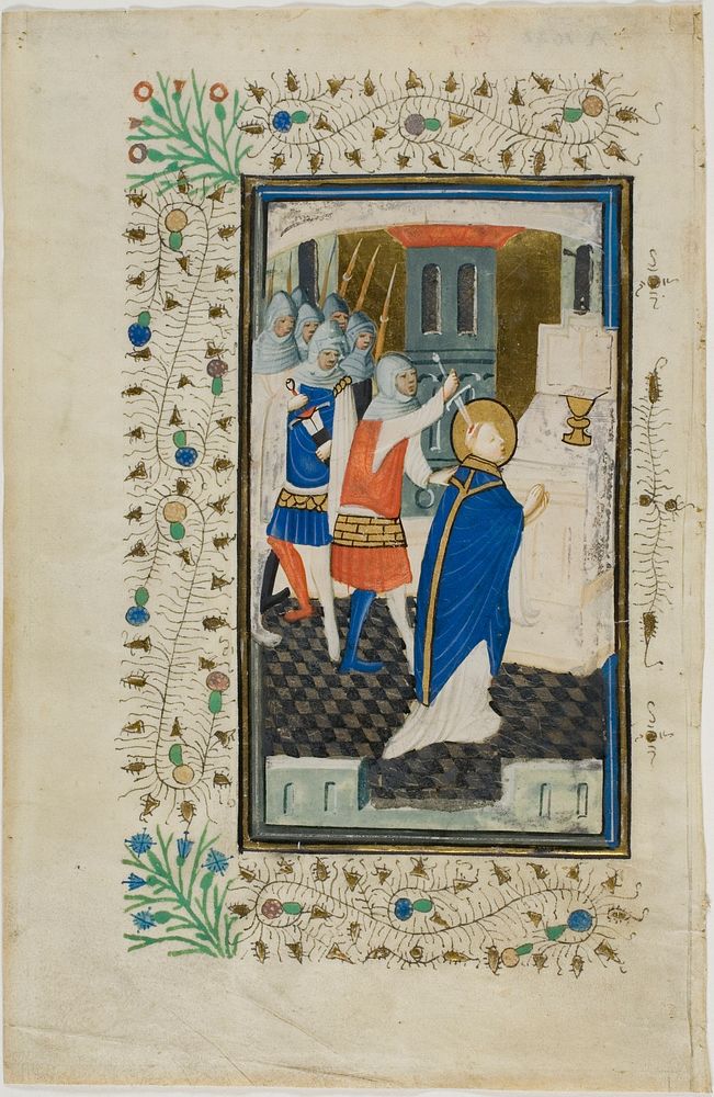 The Murder of Thomas Becket, page one, from a Book of Hours by Nicolas Brouwer