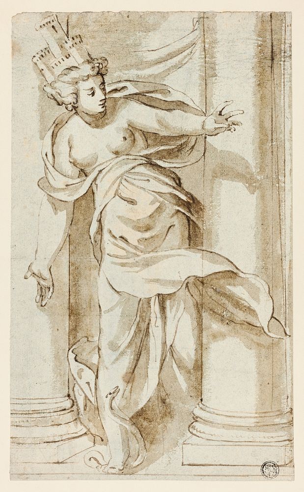 Cybele Stepping on a Serpent by Follower of Paolo Farinato