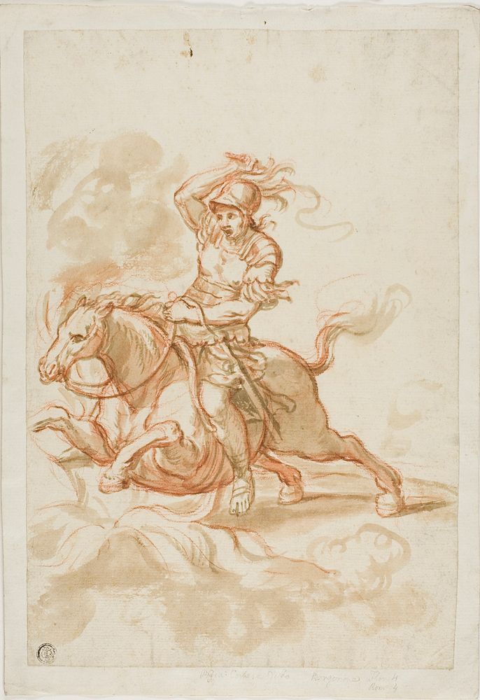 Marcus Curtius Pluging into the Abyss by School of Charles Le Brun