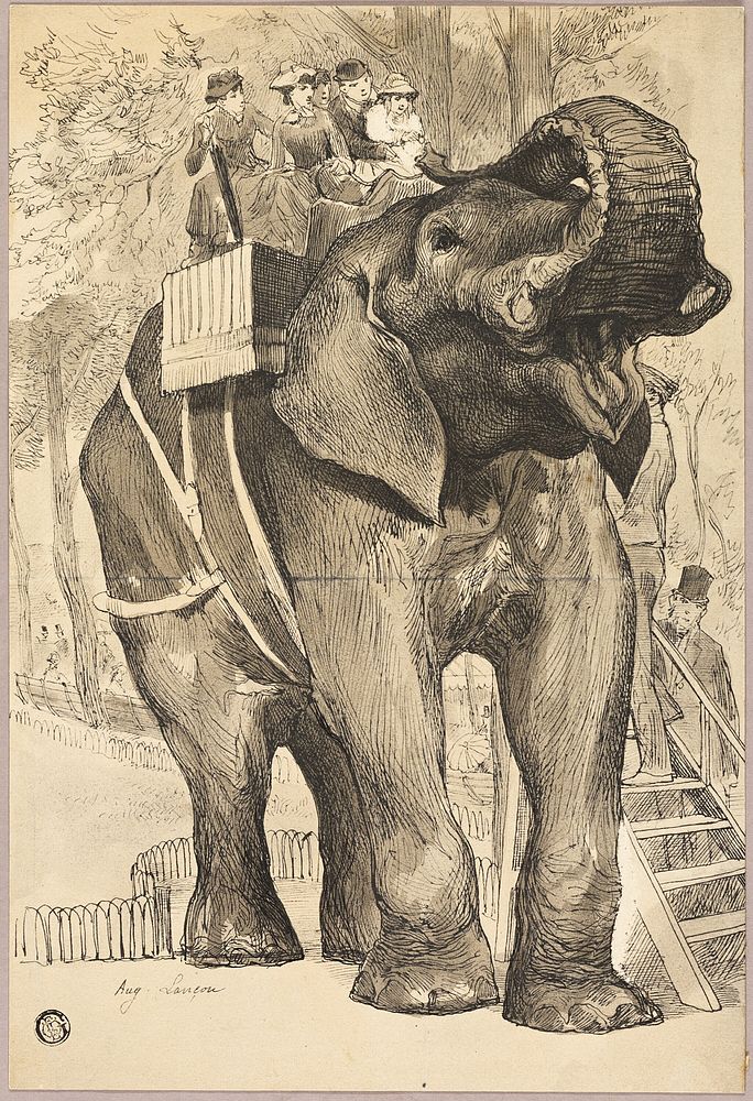 Elephant with Riders by Auguste André Lançon