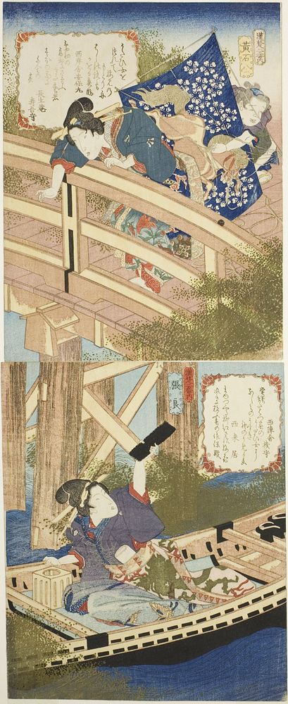 Huang Shigong (Kosekiho) and Zhang Liang (Choryo), from "A Set of Two on the States of Han and Chu (Kanso niban no uchi)" by…