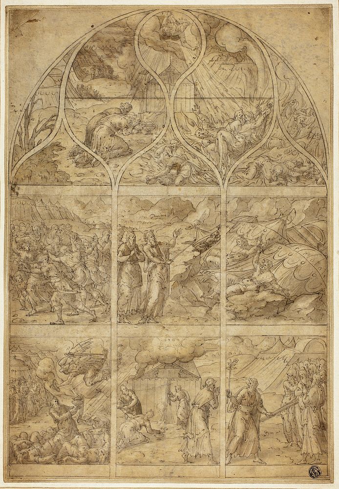 Design for a Stained Glass Window with the Story of Aaron by Jean Cousin, the younger