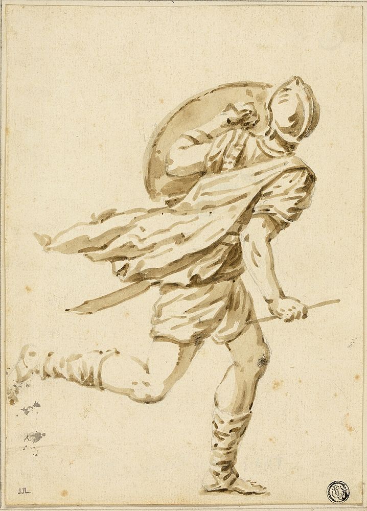 Running Roman Warrior, Seen from Back by Philippe Louis Parizeau