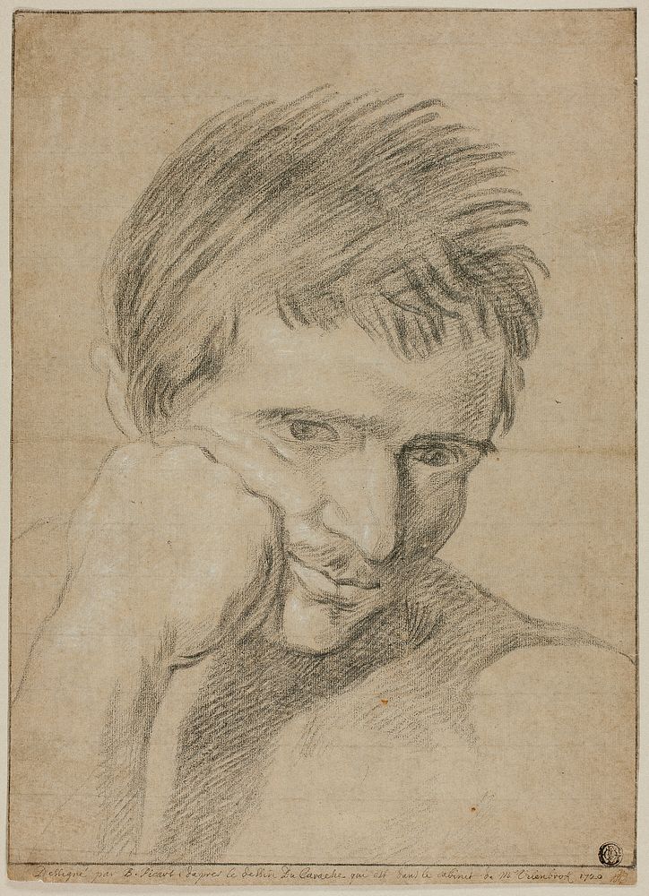 Bust of Young Man Resting Chin on Hand by Bernard Picart
