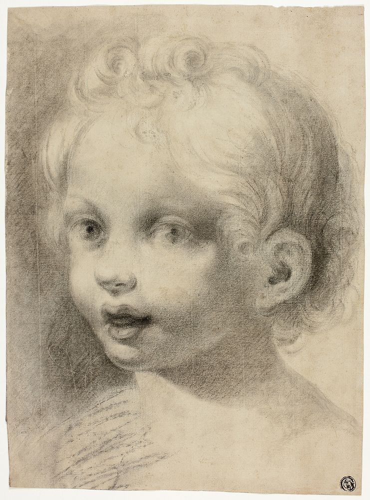 Child's Head (Recto) Nude Male Figure (Verso) by Antonio da Correggio