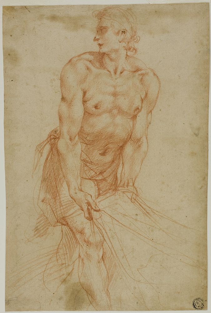 Man Tugging on Sheet: Study for the Entombment [Sacristy of the Certosa di San Martino, Naples, 1596] by Giuseppe Cesari