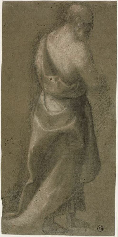 Standing Draped Male Figure in Three-quarters Profile (recto); Putto (verso) by Follower of Fra Bartolommeo