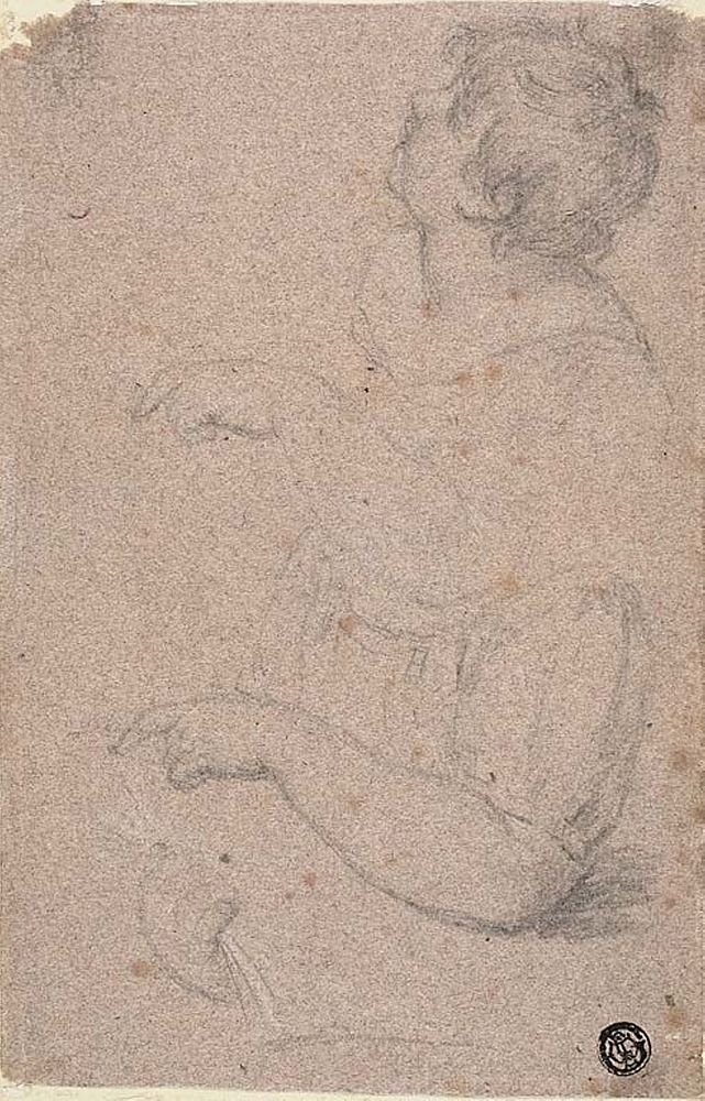 Half-Length Sketch of Child in Profile to Left, with Sketches of Right Arm and Left Hand by Giovanni Battista Cipriani