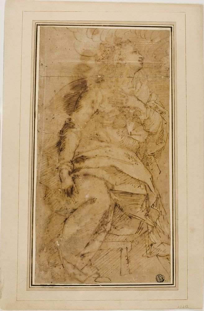 Draped Female Figure by Guglielmo Caccia
