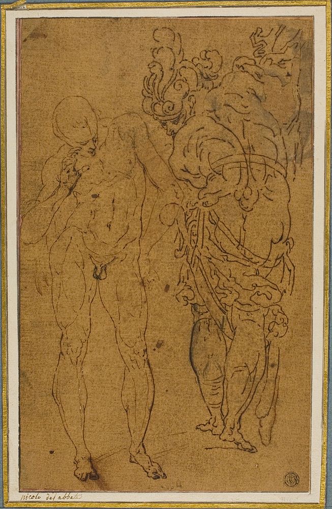 Male Nude and Warrior in Armor by Style of Giulio Benso