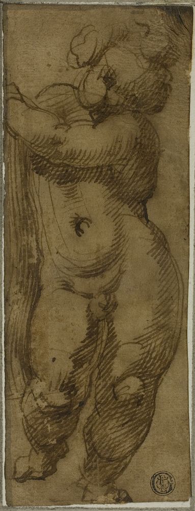 Standing Putto Seen from the Front: Study for the Virgin in Glory with Saints Petronius, Dominic, and Peter Martyr by…