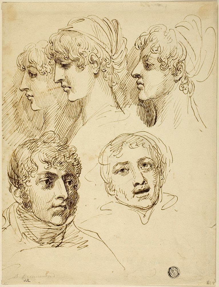 Five Sketches of Heads by Samuel Drummond