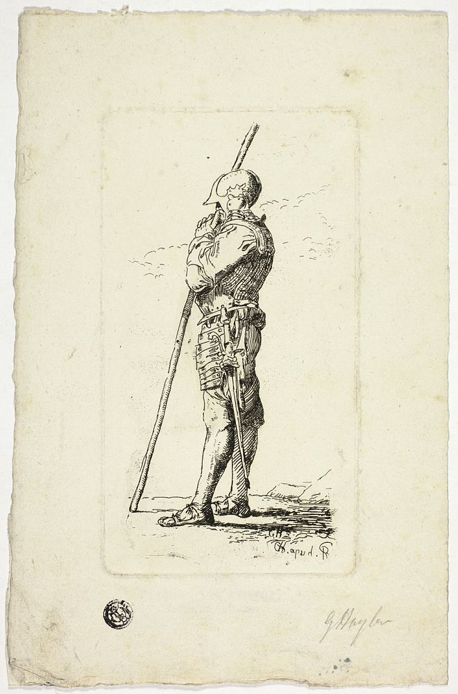 Man in Armor Holding Staff by Unknown artist