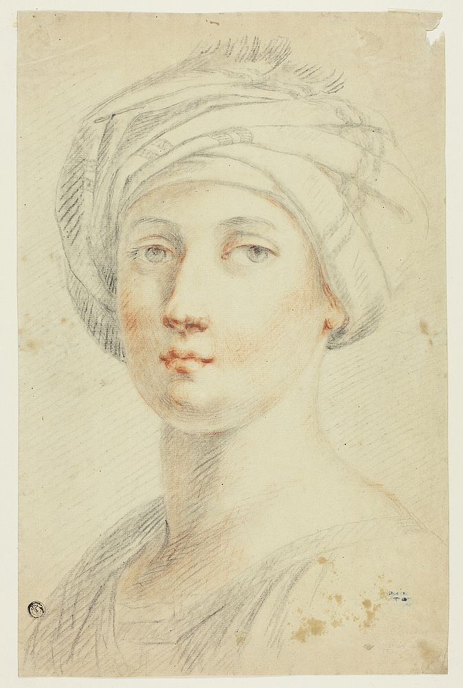 Portrait Bust of Young Woman in Turban by David Allan
