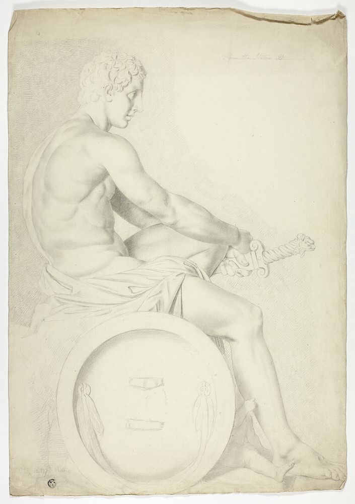 After Antique Sculpture of Seated Figure with Sword by John Downman