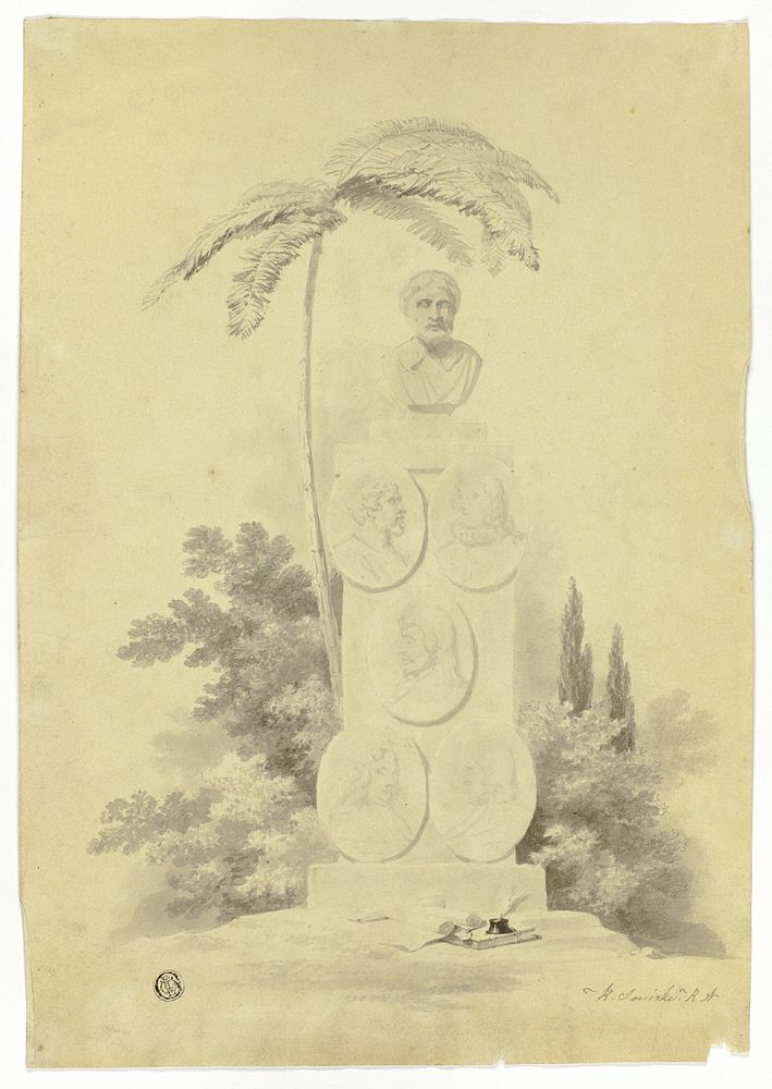 Monument with Palm Tree and Mementos by Robert Smirke, the elder