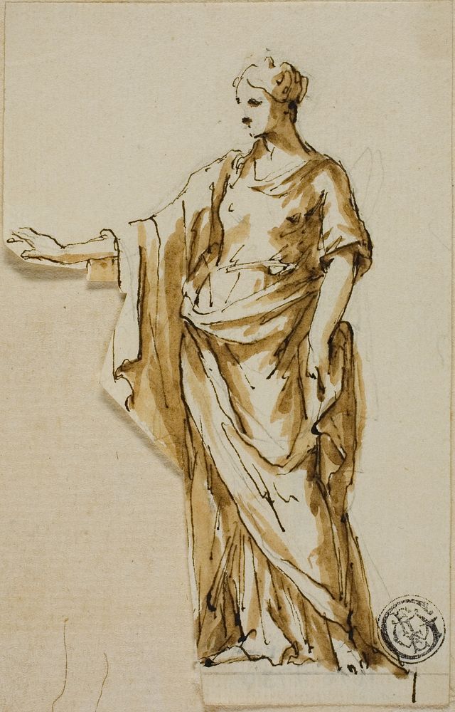 Standing Female Figure with Right Arm Raised by John Michael Rysbrack