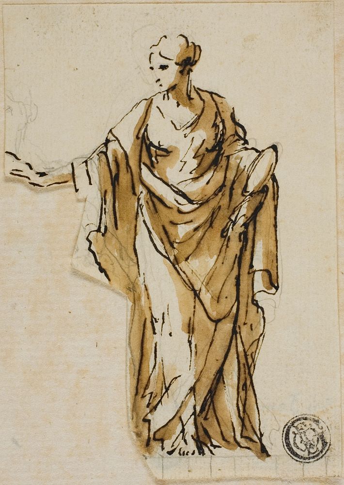 Standing Female Figure with Right Hand Raised by John Michael Rysbrack