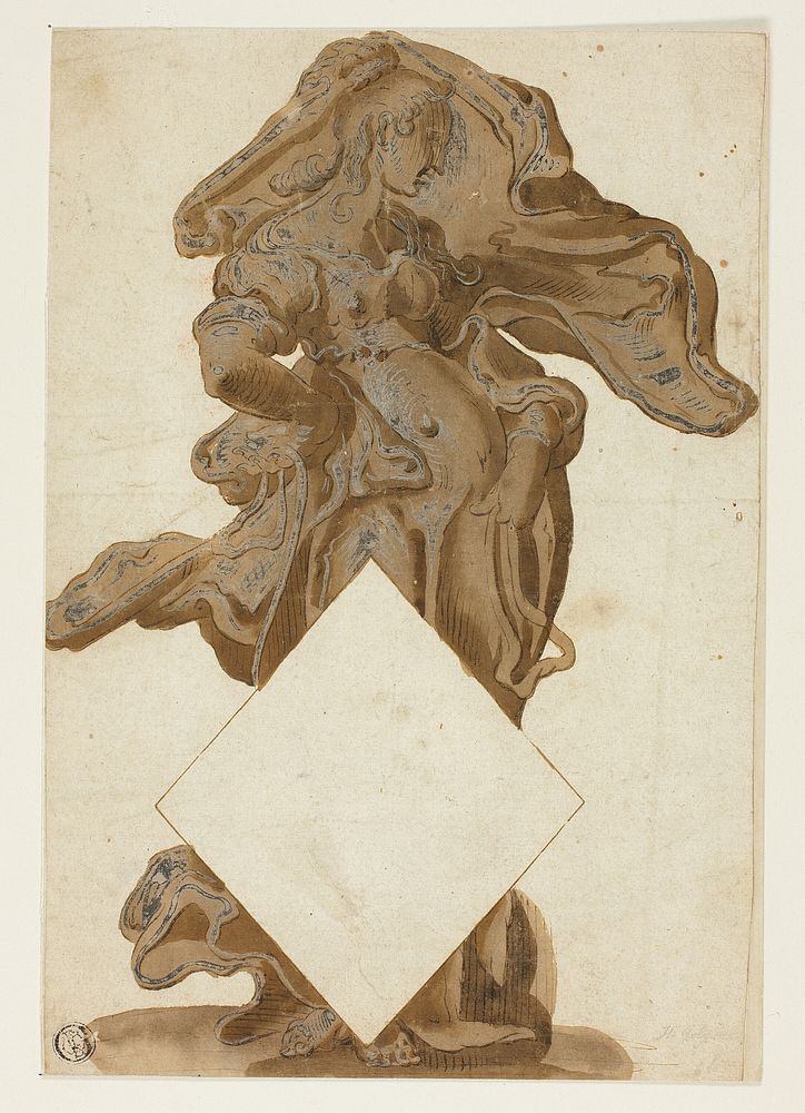 Design with Female Figure in Flowing Drapery by Hendrick Goltzius