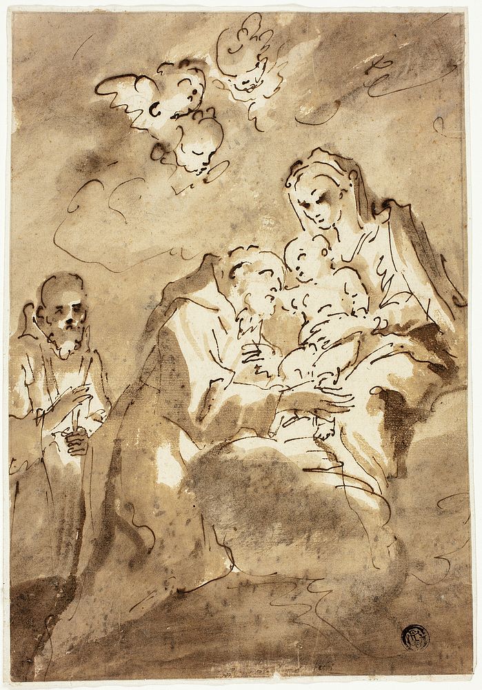 Madonna and Child Adored by Saint Francis by Style of Pietro Novelli