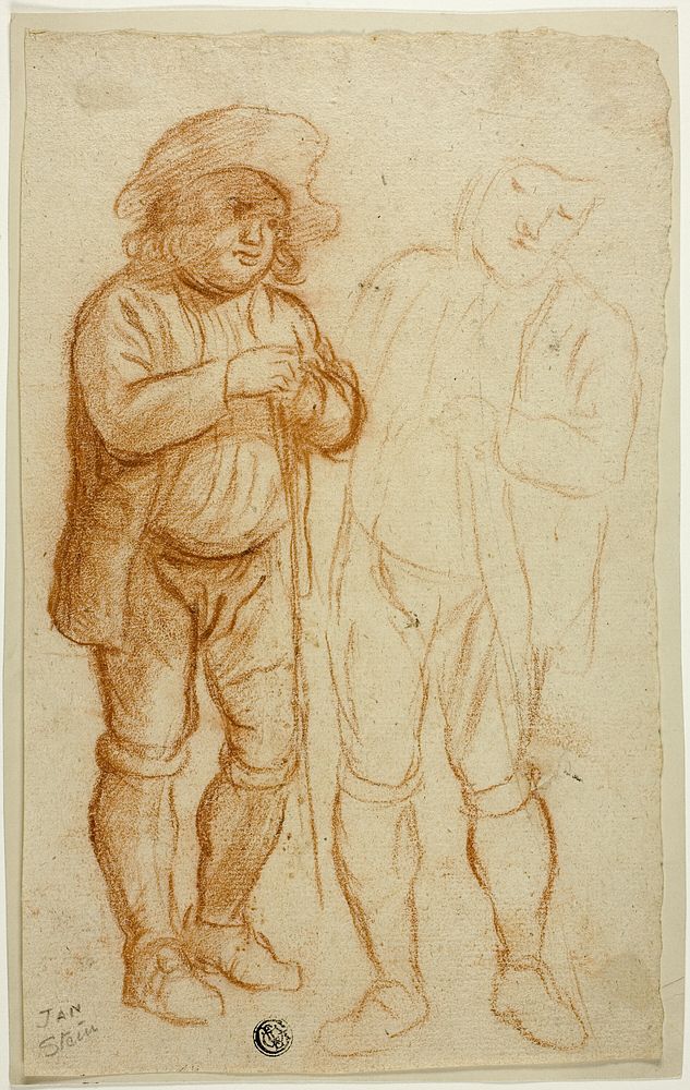 Two Sketches of Standing Man Leaning on Staff by Jan Steen