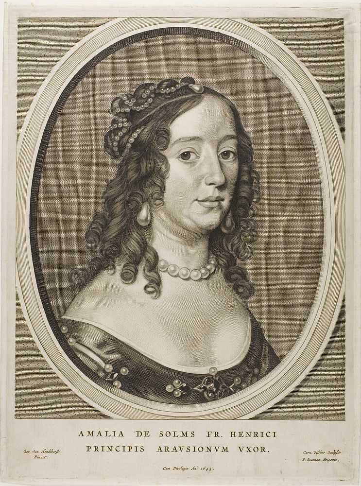 Amalia van Solms, wife of Frederick Henry, from Nine Portraits by Cornelis Visscher