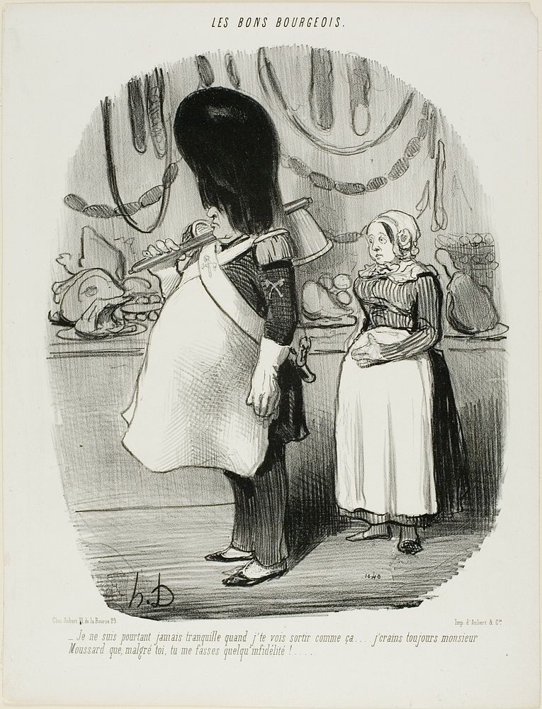 “- I'm never calm when I see you go out like this... I am always afraid, Monsieur Moussard, that you may be infidel,” plate…