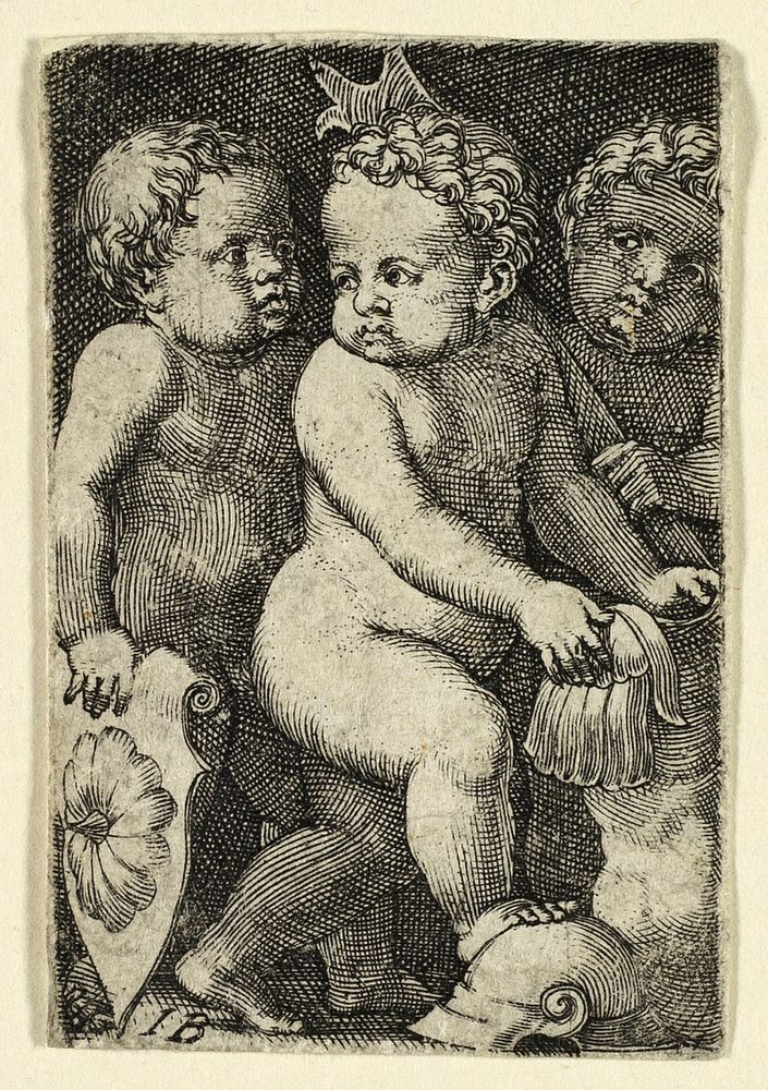 Three Putti with Armor by Master I.B.